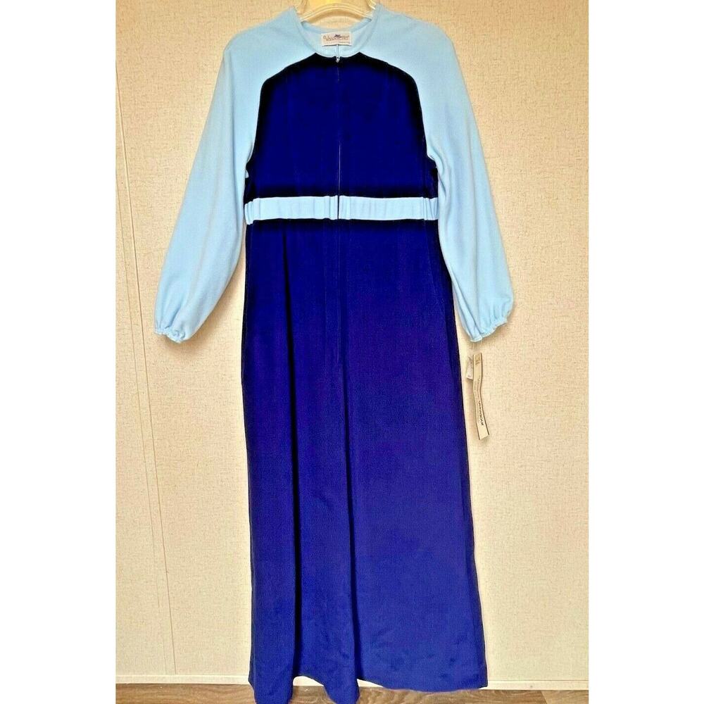 Vassarette Velvelour Junior size 13 House Robe Gown BLUE Vintage Made in USA